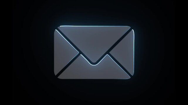 neon massege icon animation on black background. sms icon . email, gmail