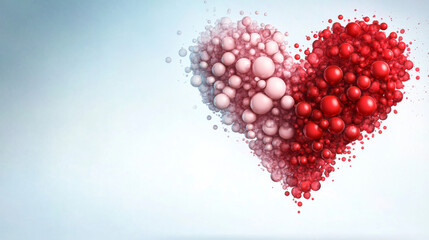 Abstract heart made of red and pink spheres.