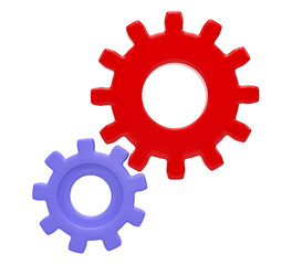 Gear wheels. cogs and gears mechanism isolated on transparent background. 3D render.