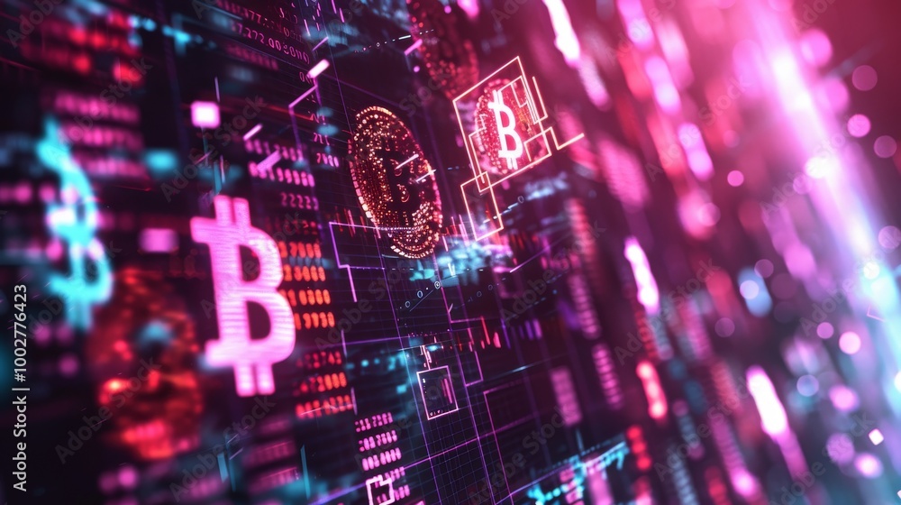 Poster abstract digital currency concepts in virtual space