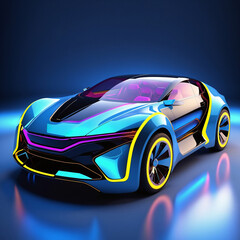 Naklejka premium fictional vibrant neon sports car graphic design