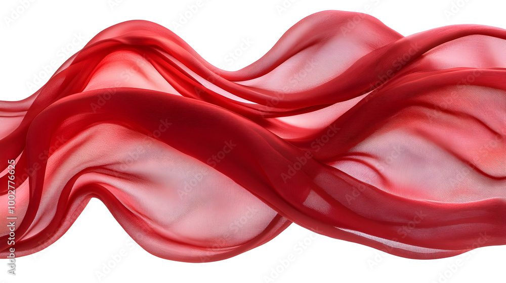 Poster elegant and dynamic red fluid waves flowing in smooth,undulating motion across a minimal,abstract ba