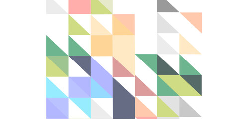 Dynamic composition of colorful triangles and abstract shapes arranged in an artistic design