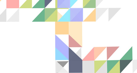 Dynamic composition of colorful triangles and abstract shapes arranged in an artistic design
