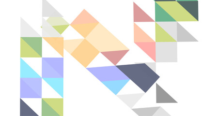 Dynamic composition of colorful triangles and abstract shapes arranged in an artistic design