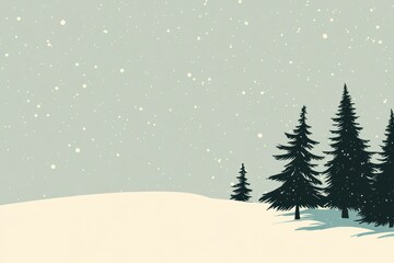 Obraz premium Minimalist Winter Scene with Snowy Landscape and Trees