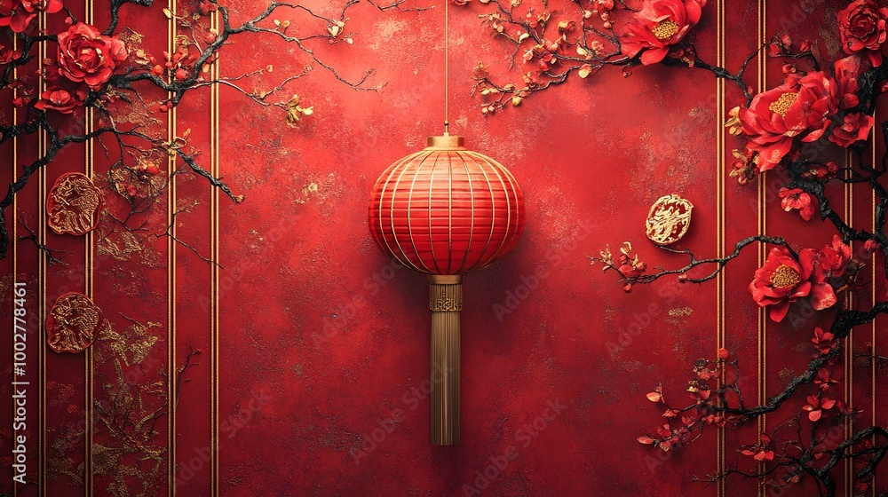 Canvas Prints symbolic chinese new year backdrop with intricate cultural patterns and prosperity symbols represent