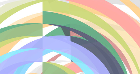 Dynamic composition of colorful triangles and abstract shapes arranged in an artistic design