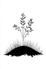 Silhouette of Tamarisk Tree with Narrow Leaves