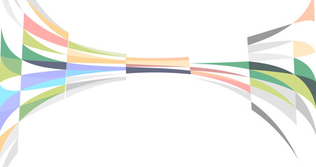 Dynamic composition of colorful triangles and abstract shapes arranged in an artistic design