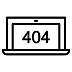 Laptop 404 Icon. Simple Computer Vector Illustration.