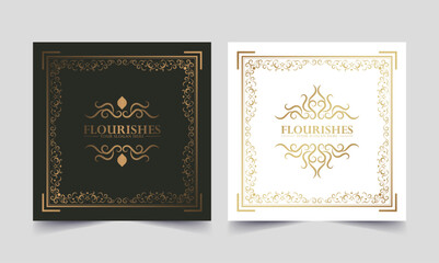 Set Luxury ornament greeting card vector template
