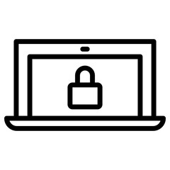 Laptop Lock Icon. Simple Computer Vector Illustration.