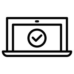 Laptop Checkmark Icon. Simple Computer Vector Illustration.