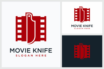 Knife Movie Design Inspiration. Knife Movie Vector Logo Design Template, Knife Movie Logo Design Vector Illustration