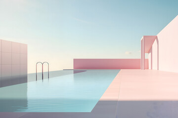Poolside in an Empty Minimalistic Space