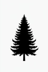 Obraz premium Isolated Fir Tree Silhouette on a Plain Background