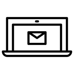 Laptop Email Icon. Simple Computer Vector Illustration.