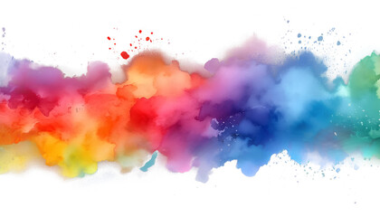 Obraz premium Rainbow watercolor transparent clip art png, splashes, spray and stains. rainbow abstract.