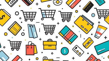 Set of minimalist e-commerce icons designed with clean lines and simple shapes, representing shopping