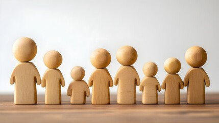 Wooden Figurines Representing a Diverse and United Community