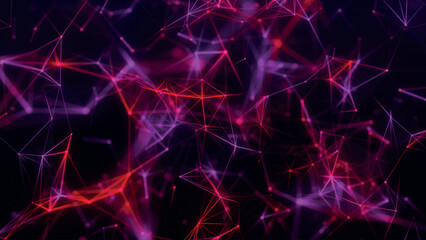 Abstract background with connecting dots and lines. Network connection structure. Plexus effect. 3d Vector illustration.