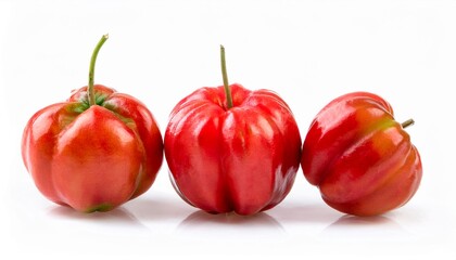 Green Acerola on white background. Acerola Fruit Isolated.