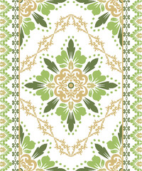 Ikat damask round frame. Floral seamless pattern. Aztec geometric ornament print. Design for background, wallpaper, illustration, fabric, clothing, carpet, text