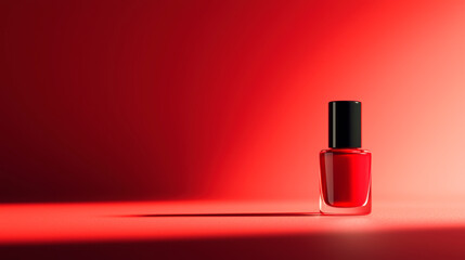 Bottle Of Nail Polish On Smooth Red Surface For Manicure Use .