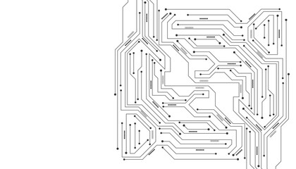 Vector Technology black circuit diagram concept. Abstract technology on white background. High-tech circuit board.