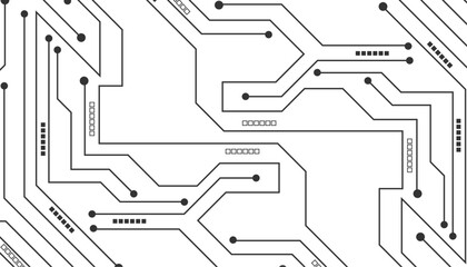 Vector Technology black circuit diagram concept. Abstract technology on white background. High-tech circuit board.