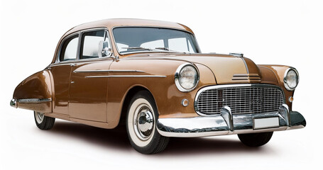 Retro car on white background