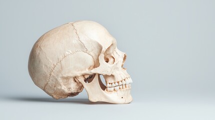Anatomical Human Skull Profile on Light Background