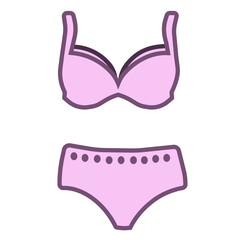 Bathing. Women's swimsuit. Panties and bra for swimming.