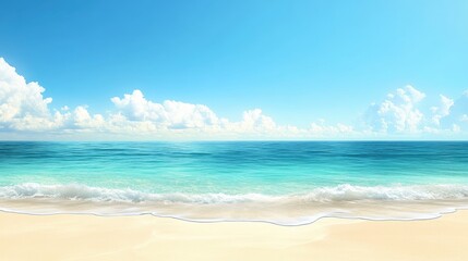 Obraz premium Empty tropical beach with white sand and crystal-clear water, space for text or branding