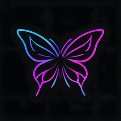 Neon Outline Of Butterfly On Empty Background