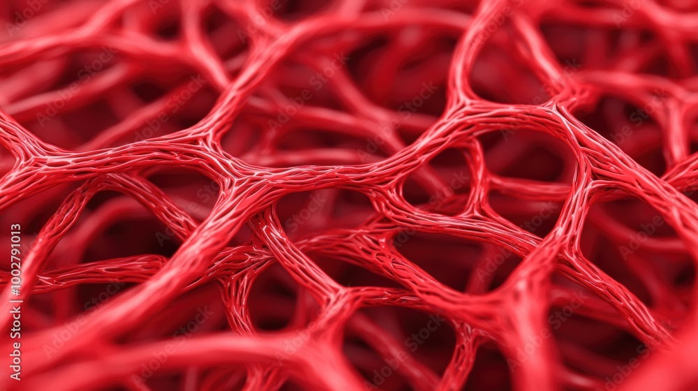Poster close-up view of intricate red vascular network