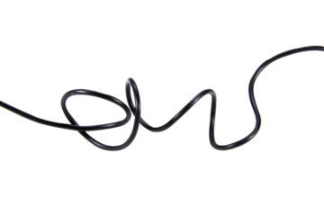 Black wire cable of usb and adapter isolated on transparent background.