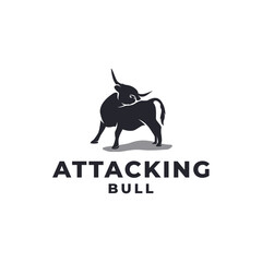Bold Black and White Bull Logo Design Illustration

