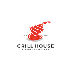 Modern Grill House Logo Design for Steaks and Seafood