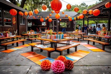 Vibrant Outdoor Classroom for Back to School Day