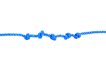 Blue nylon rope isolated on transparent background.