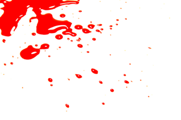A drop of red ink, like a drop of blood isolated on transparent background.