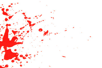 A drop of red ink, like a drop of blood isolated on transparent background.