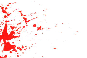 A drop of red ink, like a drop of blood isolated on transparent background.
