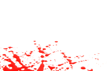 A drop of red ink, like a drop of blood isolated on transparent background.