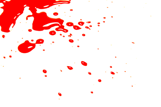 A drop of red ink, like a drop of blood isolated on transparent background.