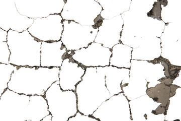 Cracked part of the wall isolated on transparent background.