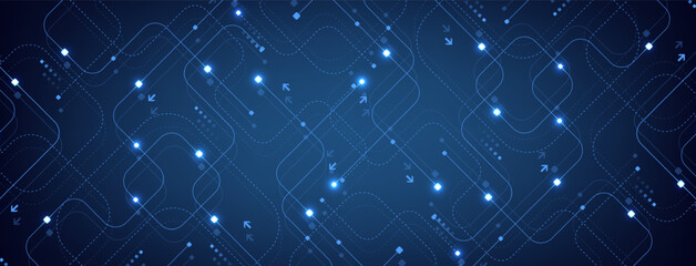 Abstract digital technology background. Digital tech motherboard texture design. Engineering circuit board concept for poster, header, banner, website, presentation.