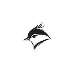simple bird logo vector icon illustration, line art, one line art bird